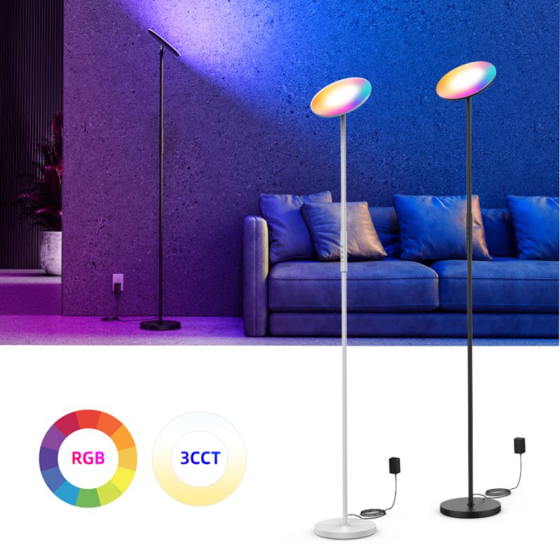 Pie de salón SMART, WI-FI + sensor táctil + APP control, regulable, 3000K- 6000K + RGB 25W, lacado NEGRO Mate - Imagen 4
