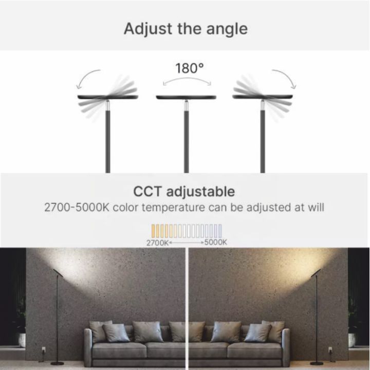 Pie de salón SMART, WI-FI + sensor táctil + APP control, regulable, 3000K- 6000K + RGB 25W, lacado NEGRO Mate - Imagen 8