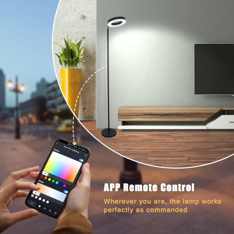 6016 Nuevo Pie de salón SMART, WI-FI , sensor táctil + APP control, dimable 3000K- 6000K + RGB 42W BLANCO, - Imagen 5