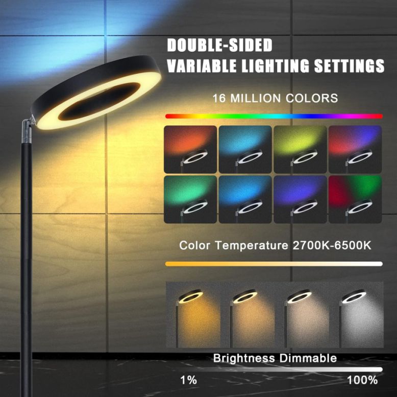 6016 Nuevo Pie de salón SMART, WI-FI , sensor táctil + APP control, dimable 3000K- 6000K + RGB 42W BLANCO, - Imagen 7
