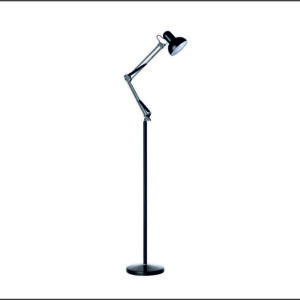 Lámpara de Pie, Diseño Industrial, Vintage, Retro, con 1 Bombilla E27, fabricada en Acero, color Negro. Totalmente articulada, orientable y giratoria.