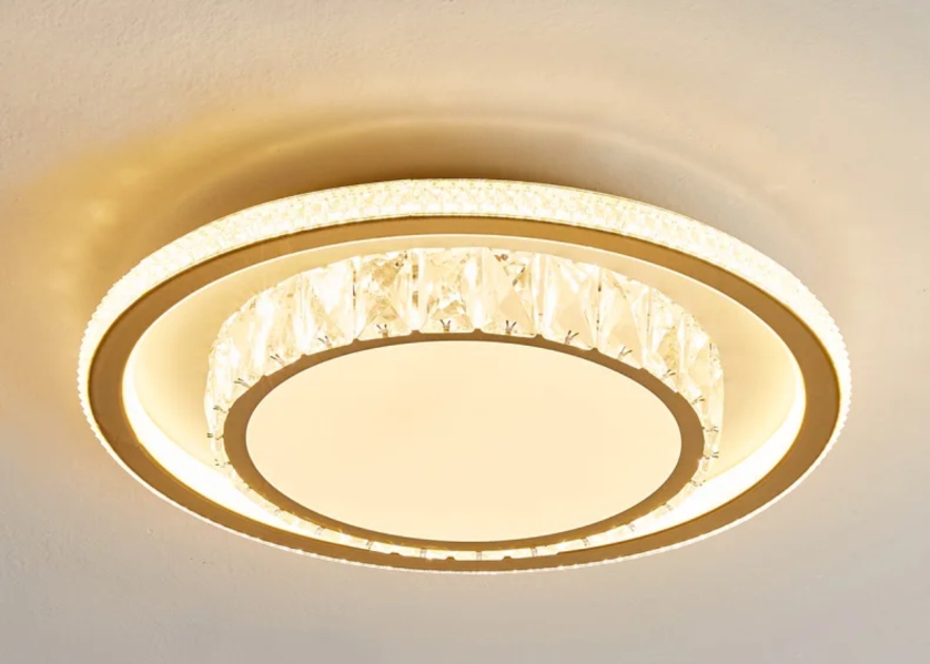 1044 Plafón de Techo Led 80W con mando , Regulable,dorado, redondo Ø40cm
