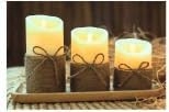 5027 Pack  de 3 velas LED de cera, color marfil y luz ámbar. Llama realística. - Imagen 8
