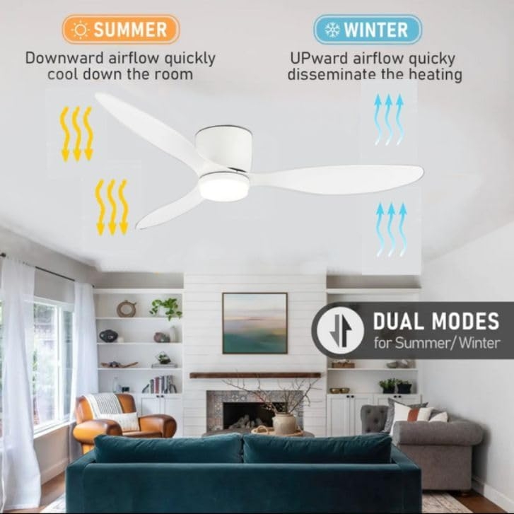 1052 Ventilador de techo con luz, silencioso DC, Blanco, Ø 107cm, - Imagen 6