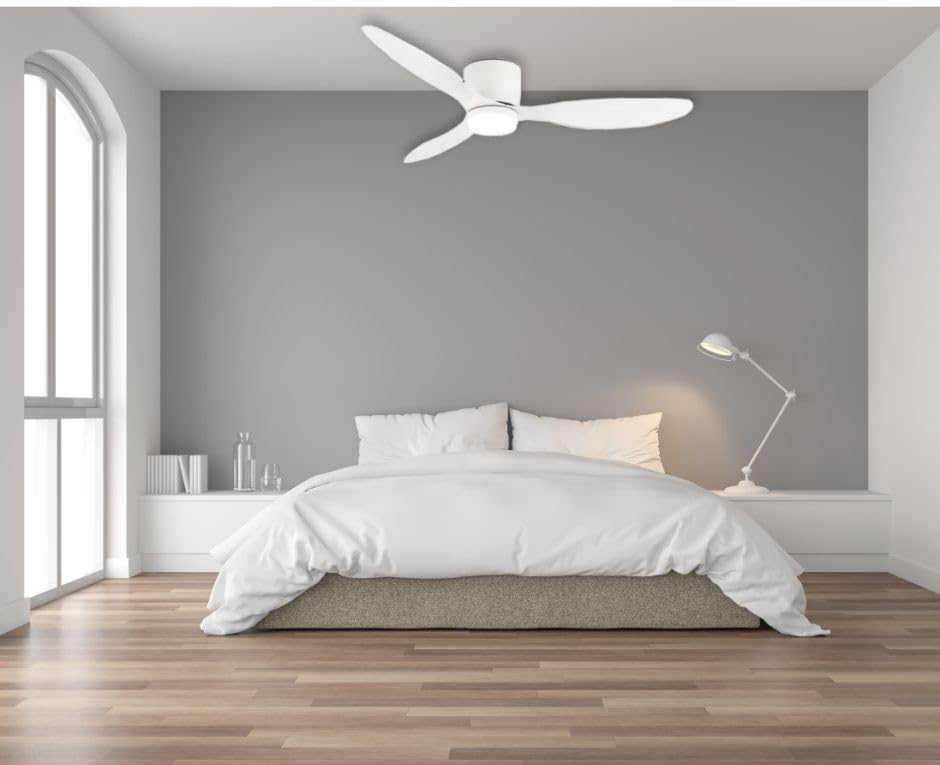 1052 Ventilador de techo con luz, silencioso DC, Blanco, Ø 107cm, - Imagen 7