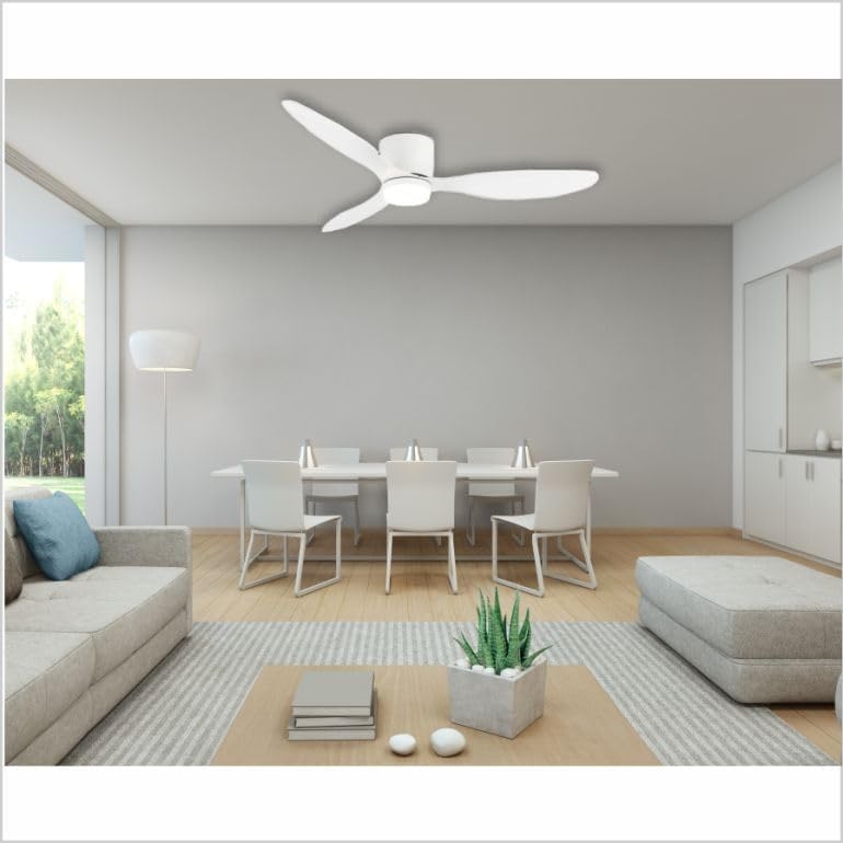 1052 Ventilador de techo con luz, silencioso DC, Blanco, Ø 107cm, - Imagen 9
