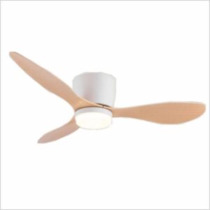 1054 Ventilador de techo con luz, silencioso DC, Blanco y madera, Ø 107cm,