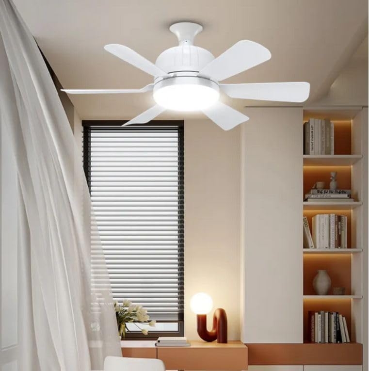 1055 Ventilador de techo con luz, silencioso DC. E27 BLANCO, Ø 46cm - Imagen 4