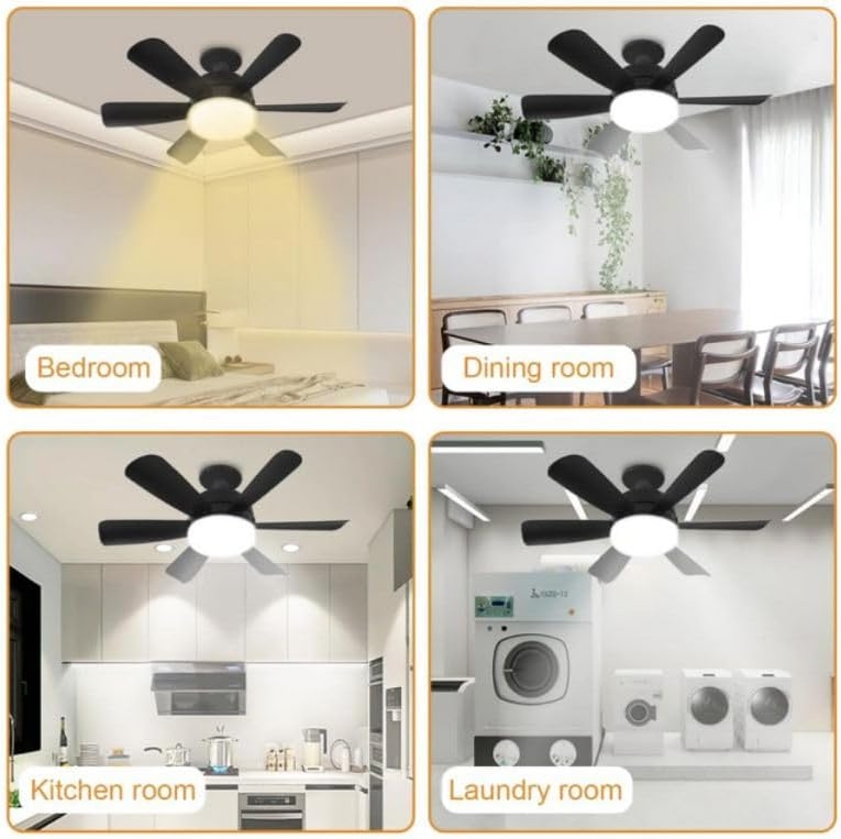 1056 Ventilador de techo con luz, silencioso DC, mando a distancia, NEGRO, E27 Ø 46cm - Imagen 4