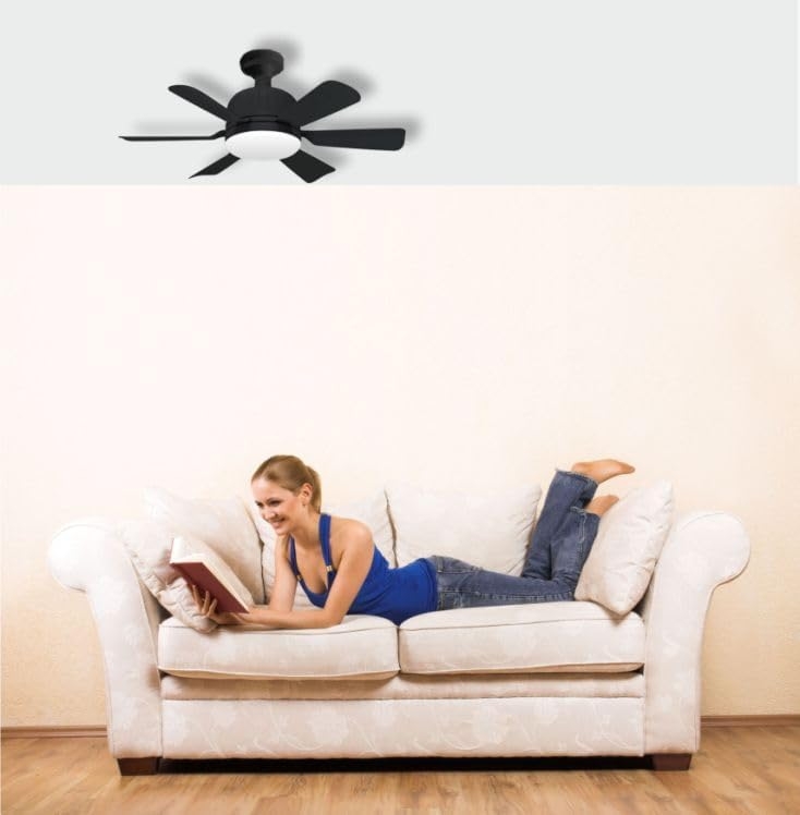 1056 Ventilador de techo con luz, silencioso DC, mando a distancia, NEGRO, E27 Ø 46cm - Imagen 6