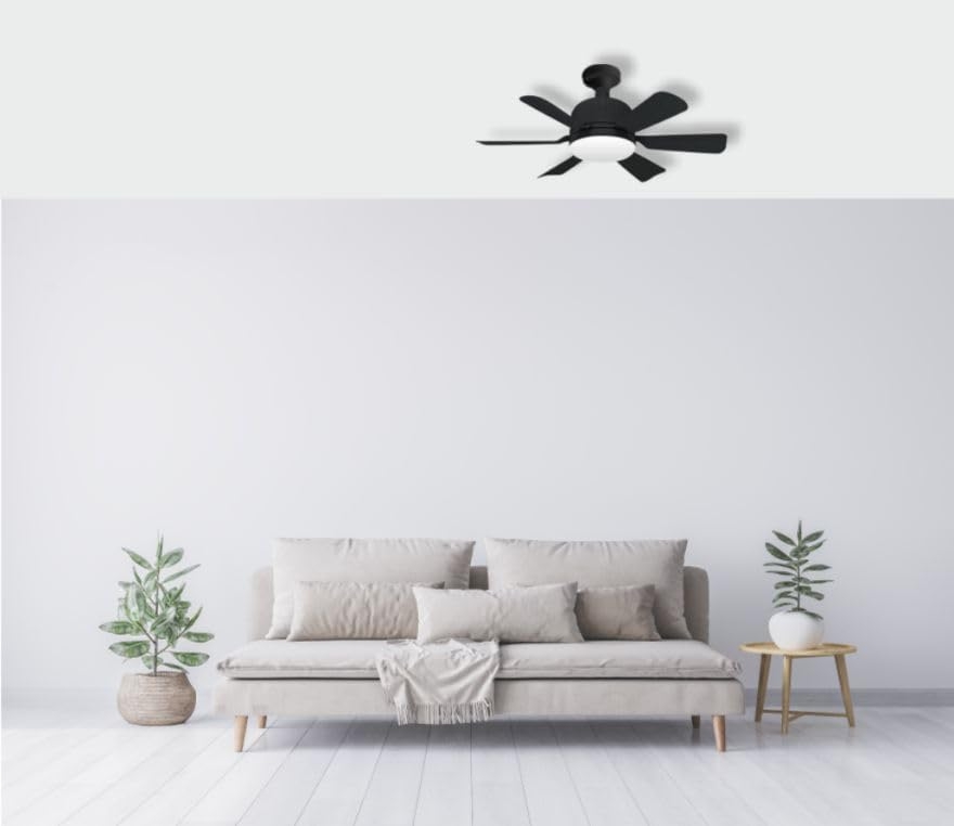 1056 Ventilador de techo con luz, silencioso DC, mando a distancia, NEGRO, E27 Ø 46cm - Imagen 7