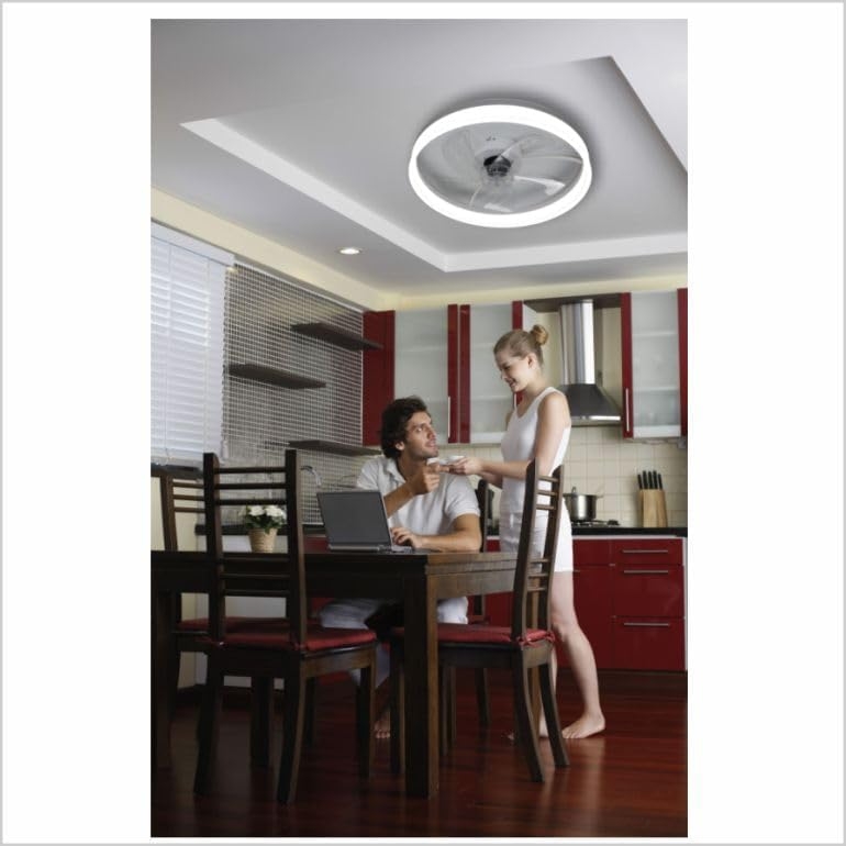 1049 Ventilador de techo con luz, silencioso DC, mando a distancia, BLANCO, Ø 50cm - Imagen 5