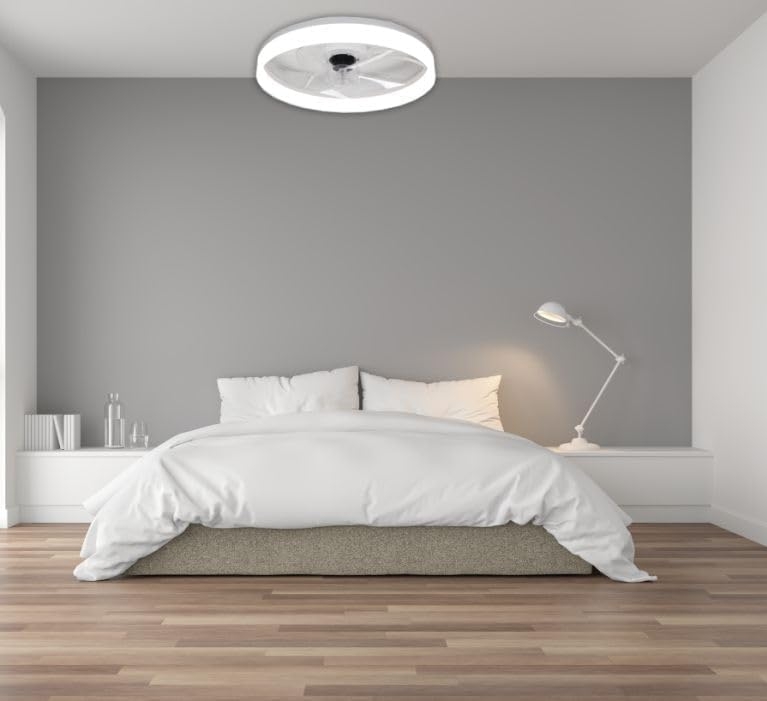 1049 Ventilador de techo con luz, silencioso DC, mando a distancia, BLANCO, Ø 50cm - Imagen 7