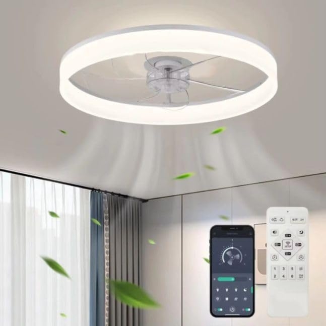 1049 Ventilador de techo con luz, silencioso DC, mando a distancia, BLANCO, Ø 50cm - Imagen 8