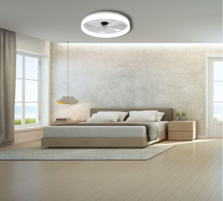 1049 Ventilador de techo con luz, silencioso DC, mando a distancia, BLANCO, Ø 50cm - Imagen 9