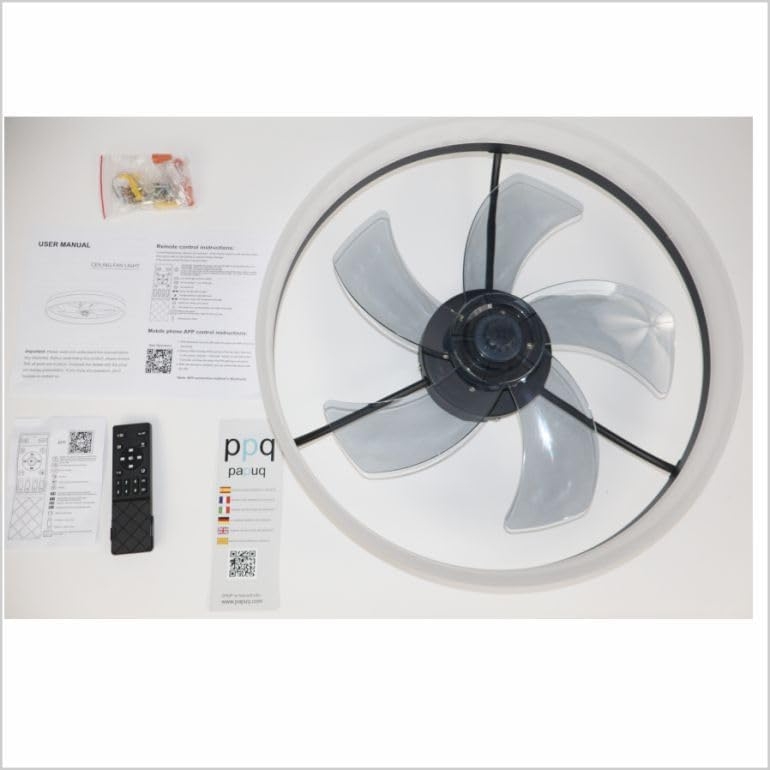 1050 Ventilador de techo con luz, silencioso DC, mando a distancia, NEGRO, Ø 50cm - Imagen 4
