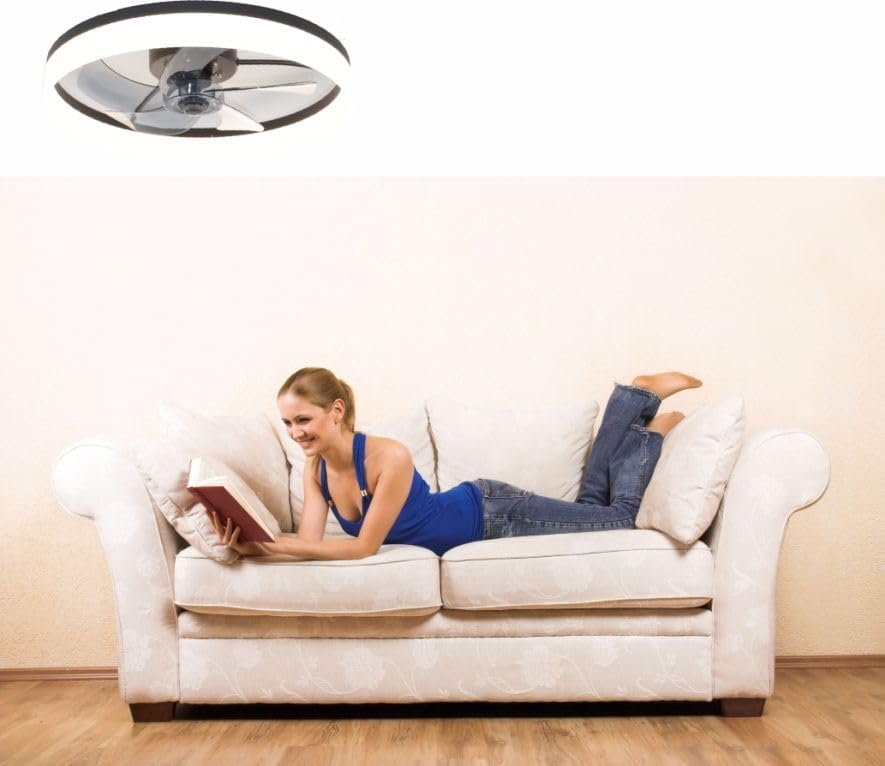 1050 Ventilador de techo con luz, silencioso DC, mando a distancia, NEGRO, Ø 50cm - Imagen 8