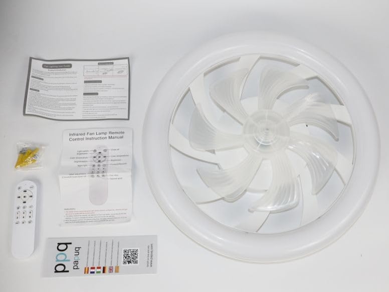 1051 Ventilador de techo con luz, silencioso DC, mando a distancia, Blanco, Ø 48cm - Imagen 4