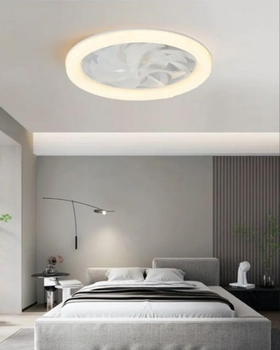 1051 Ventilador de techo con luz, silencioso DC, mando a distancia, Blanco, Ø 48cm - Imagen 7