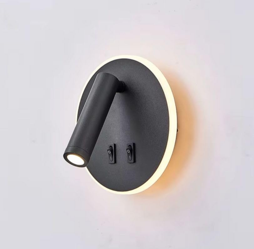 4116 Aplique LED de pared orientable y giratorio, lacado Negro mate, led 3+9W 3000K.