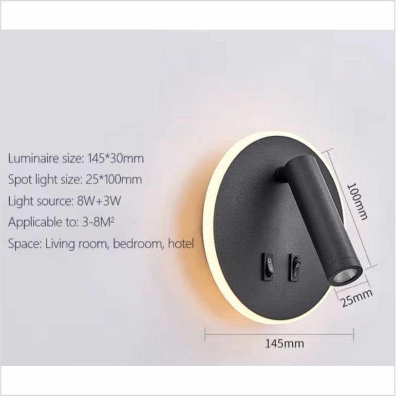 4116 Aplique LED de pared orientable y giratorio, lacado Negro mate, led 3+9W 3000K. - Imagen 2