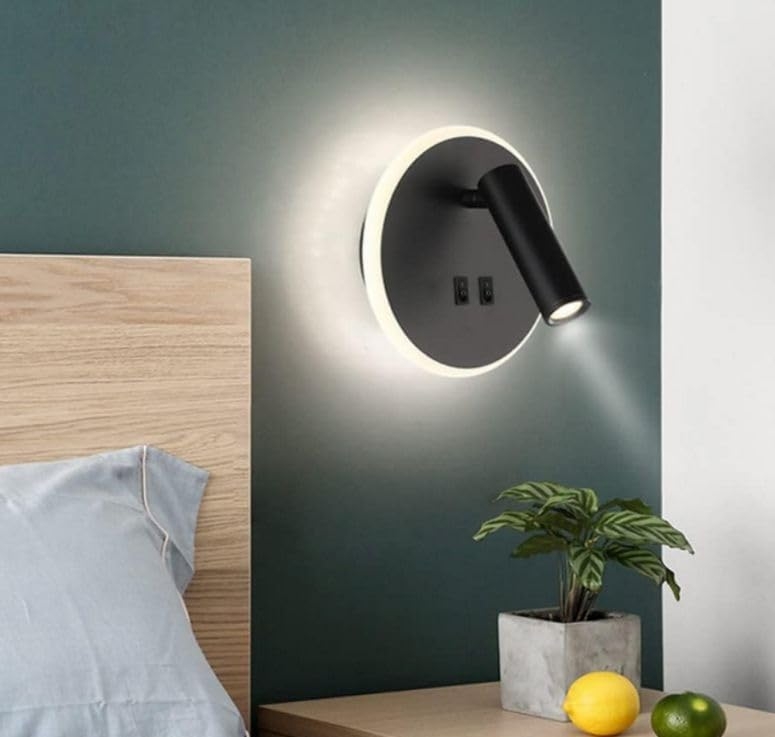 4116 Aplique LED de pared orientable y giratorio, lacado Negro mate, led 3+9W 3000K. - Imagen 3