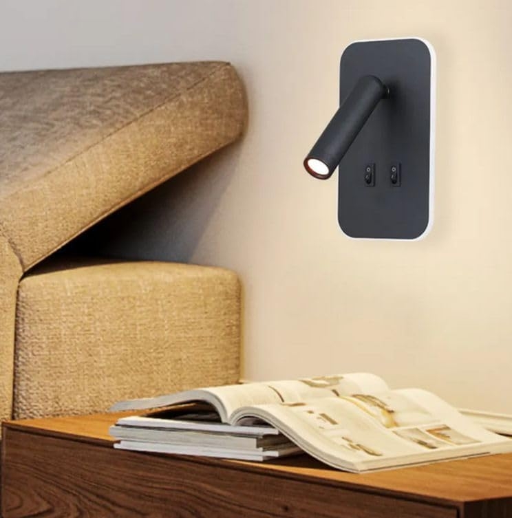 4118 Aplique LED de pared orientable y giratorio, lacado Negro mate, led 3+9W  3000K. - Imagen 2