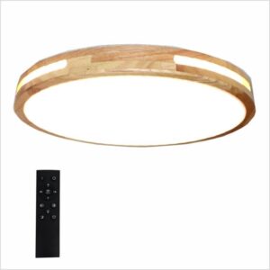 1043 Plafón de Techo Led 40w  Acabado Blanco y madera de roble natural, redondo Ø40cm