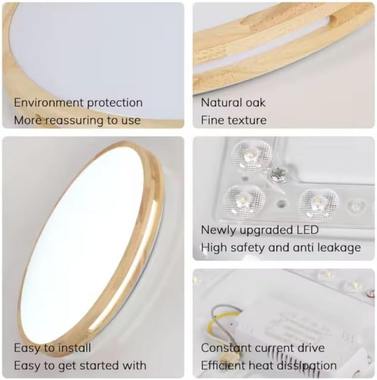 1043 Plafón de Techo Led 40w  Acabado Blanco y madera de roble natural, redondo Ø40cm - Imagen 5