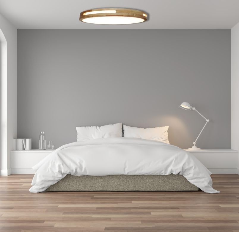1043 Plafón de Techo Led 40w  Acabado Blanco y madera de roble natural, redondo Ø40cm - Imagen 6