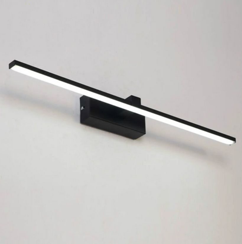 4121 Aplique LED de pared para iluminar cuadros y espejos, led 12W y 1200 lúmenes, tono de luz cálido, Negro mate. 60cm