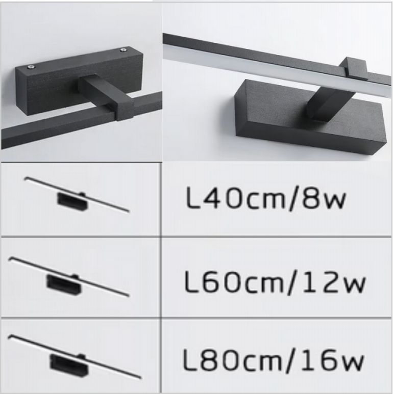 4123 Aplique LED de pared para iluminar cuadros y espejos, led 16W y 1600 lúmenes, tono de luz cálido, Negro mate. 80cm - Imagen 3